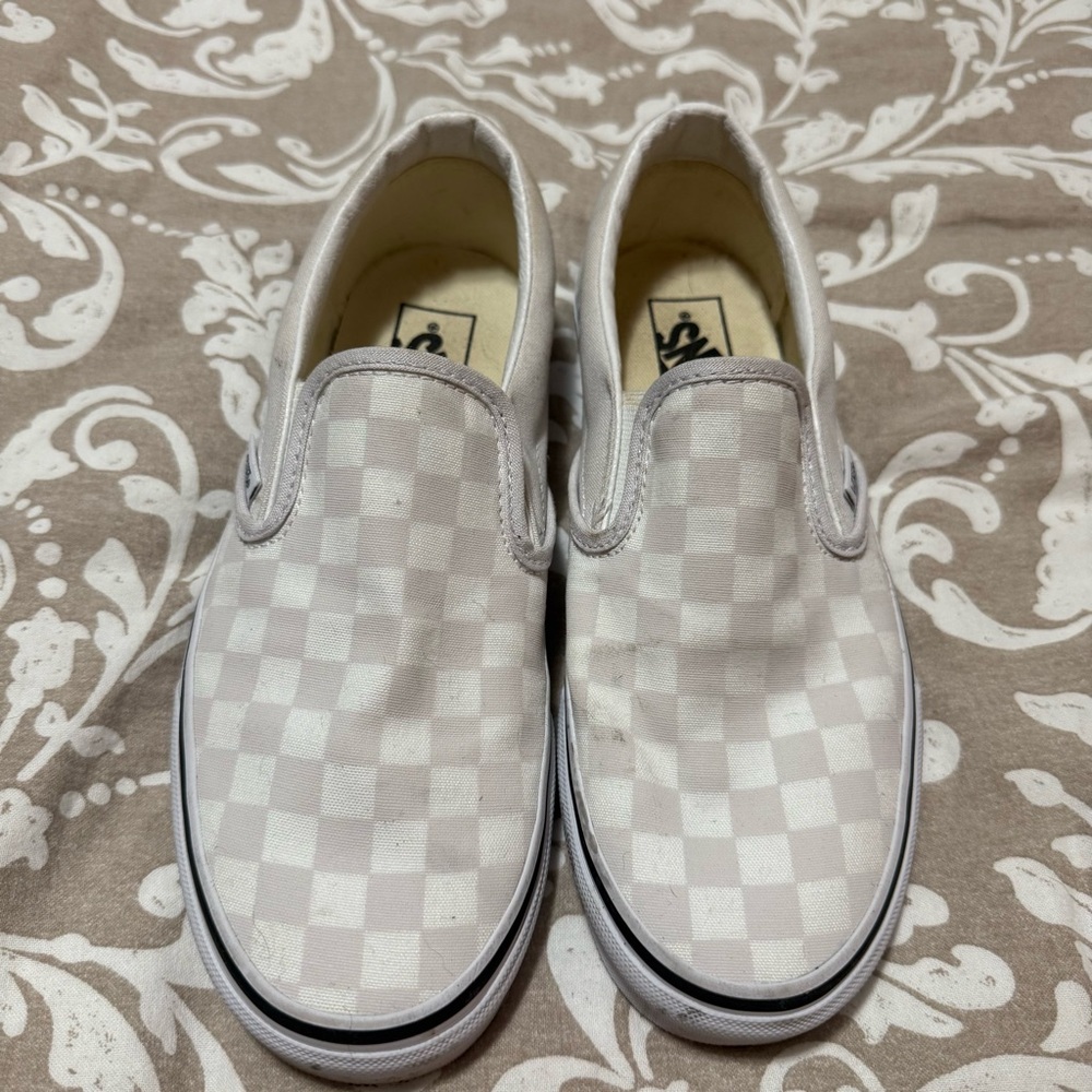 Vans White Checkered Slip-On Vans